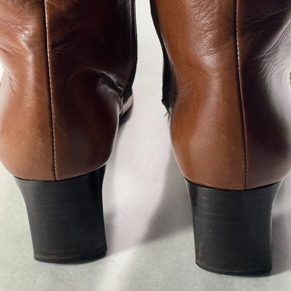 Cole Haan Boots Womens 10 B 10B Country Italy Ankle Bootie Heels Brown Leather - Picture 6 of 10